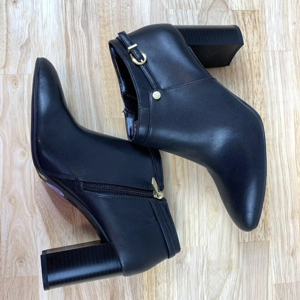 Vince Camuto COORIN Ankle Booties Chunky 3.5" Heels Black Gold Womens Size 8.5 M - Picture 4 of 11